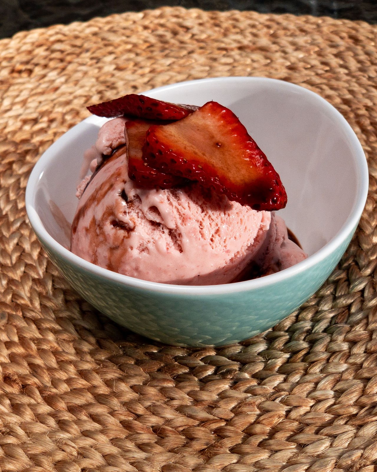 Strawberry & Basil Ice Cream with Balsamic Strawberries