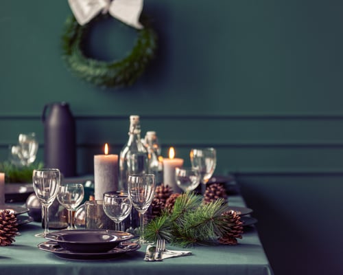 Dinner table setting for a festive gathering