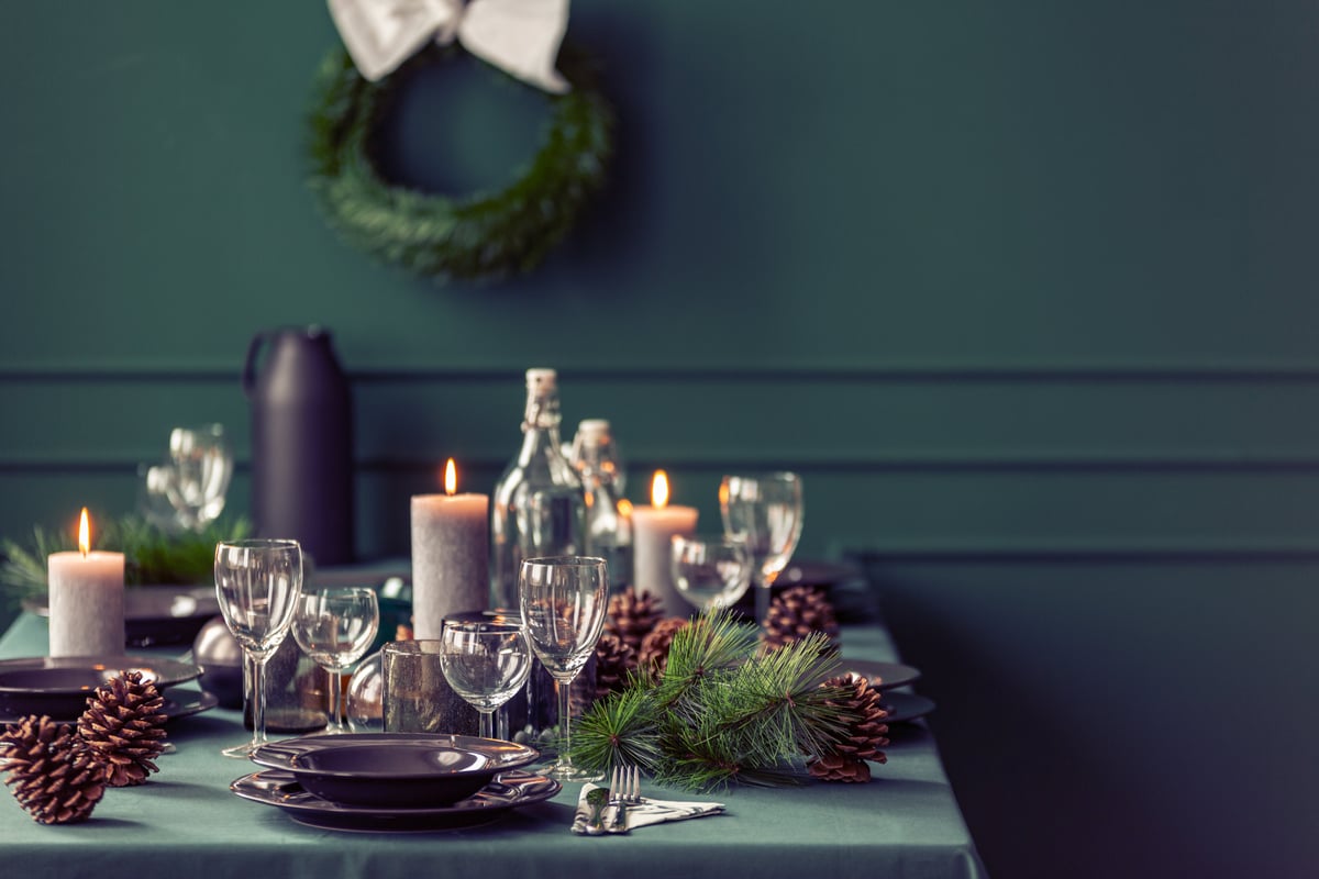 Dinner table setting for a festive gathering