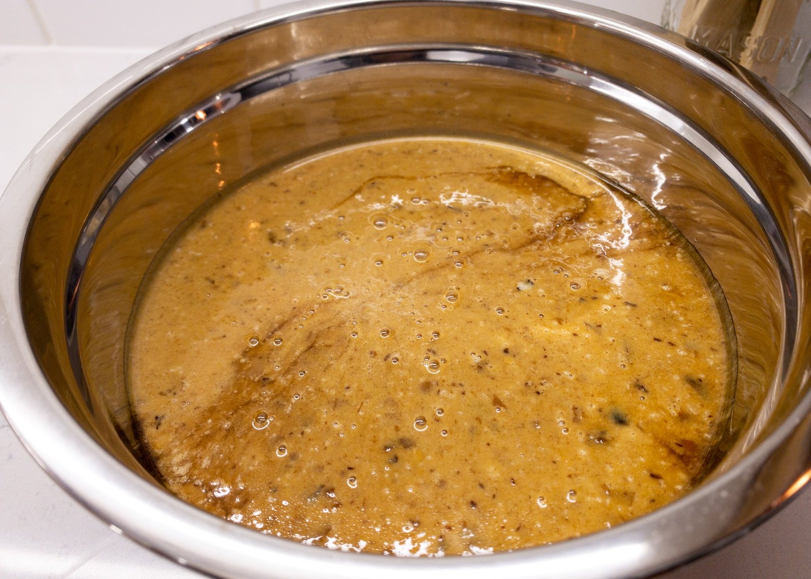 Bowl filled with pudding batter