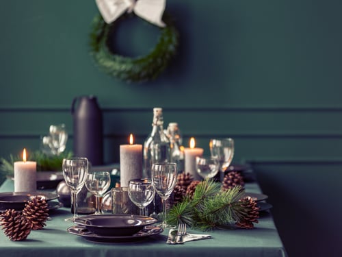Dinner table setting for a festive gathering