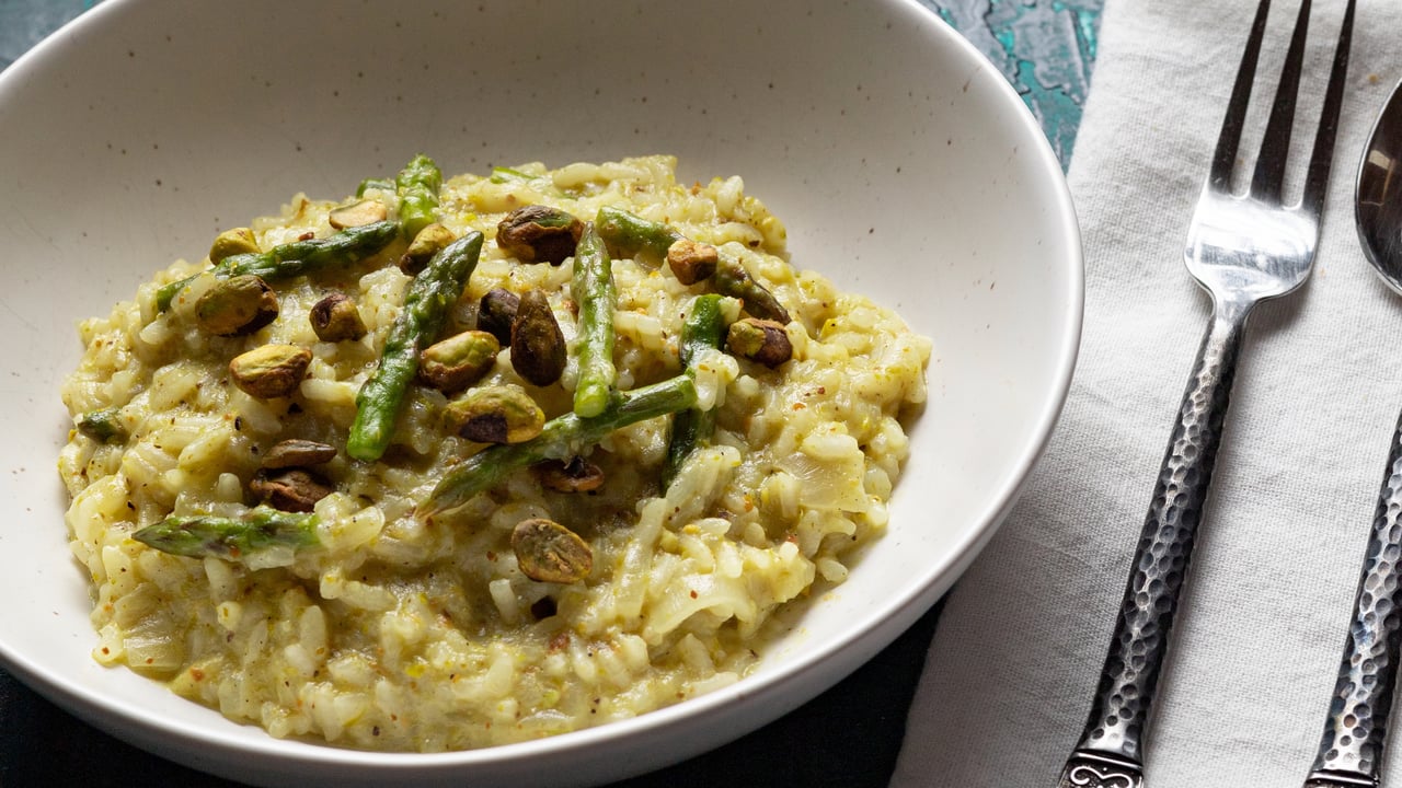 Asparagus & Pistachio Risotto Recipe
